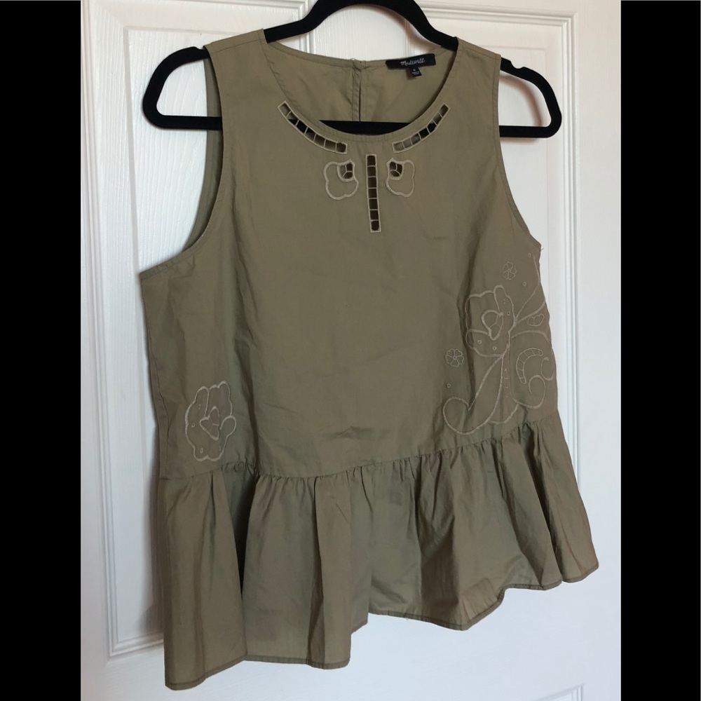 *Madewell* Embroidered Peplum Tank